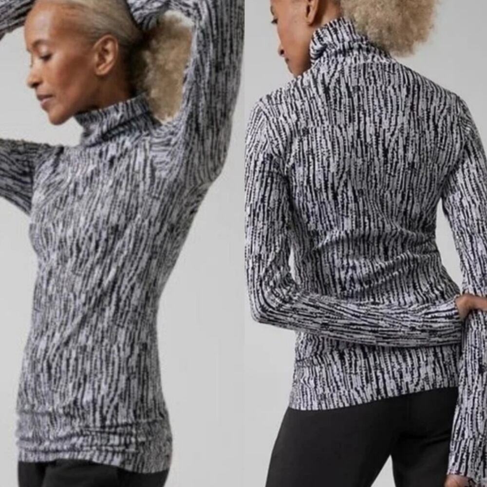 Athleta Flurry Elemental Snowscape Black White Spacedye S Fitted‎ Running Active